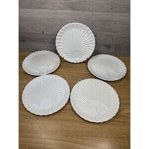 Vintage Ceramiche Italian handmade Scallop Seashell Shape 10.5” Plate ~Set Of 5